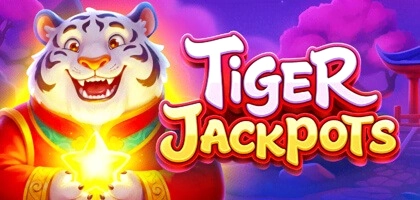 Tiger Jackpots slot game with smiling tiger holding a glowing star
