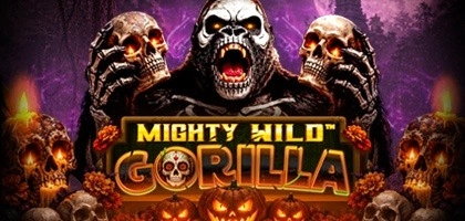 Mighty Wild Gorilla slot game with spooky Halloween theme and skulls