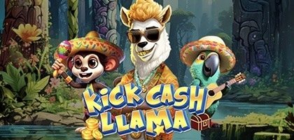 Kick Cash Llama slot game with monkey, llama, and parrot