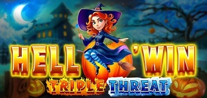Hell 'Win Triple Threat slot game with witch on broomstick